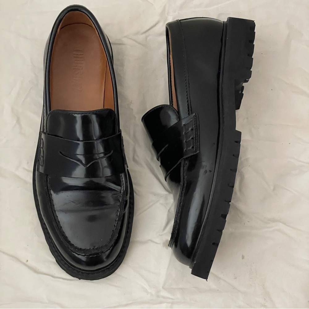 Thursday Boot Company Patent Leather Penny Lug Sole Loafer Dress Shoe Chunky - Picture 9 of 15